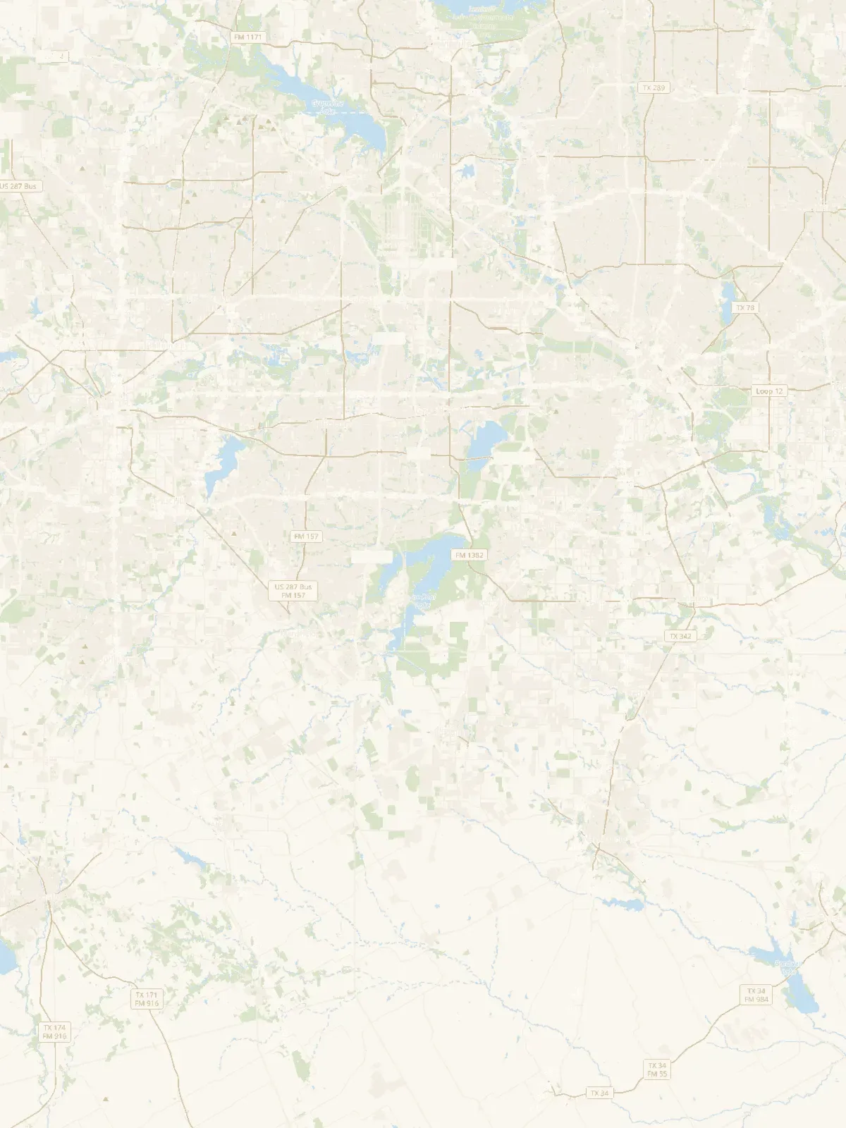 Map of the Dallas–Fort Worth area with the map-pack ring around Midlothian and pins on Dallas, Fort Worth, Arlington, Mansfield, Cedar Hill, Red Oak and Waxahachie