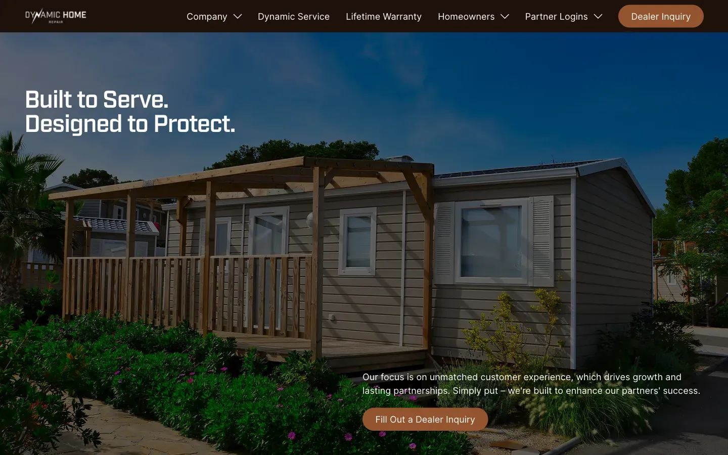 Homepage of the Dynamic Home Repair website, built by CL Creative