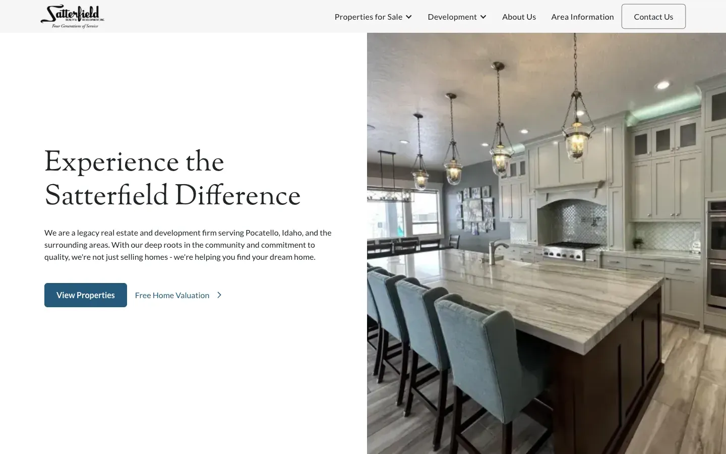 Homepage of the Satterfield RD website, built by CL Creative