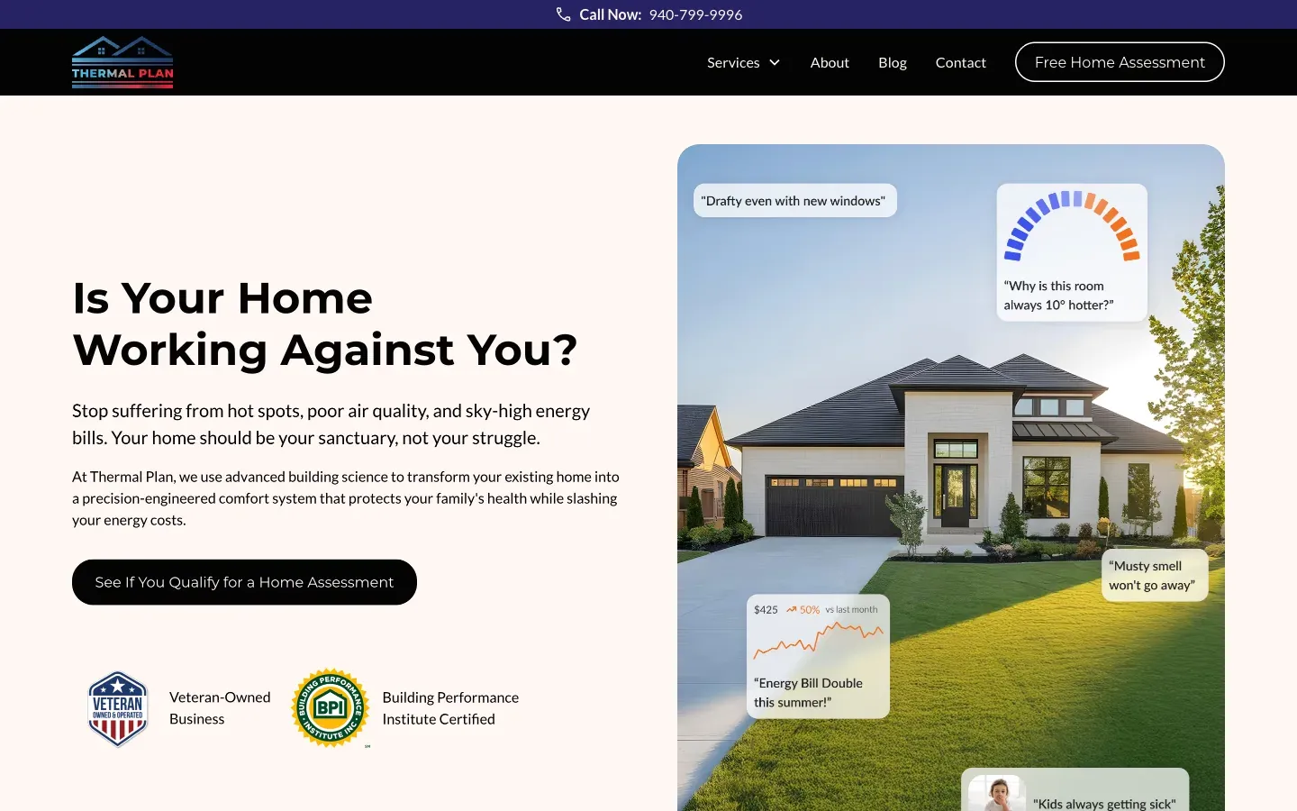 Homepage of the Thermal Plan website, built by CL Creative
