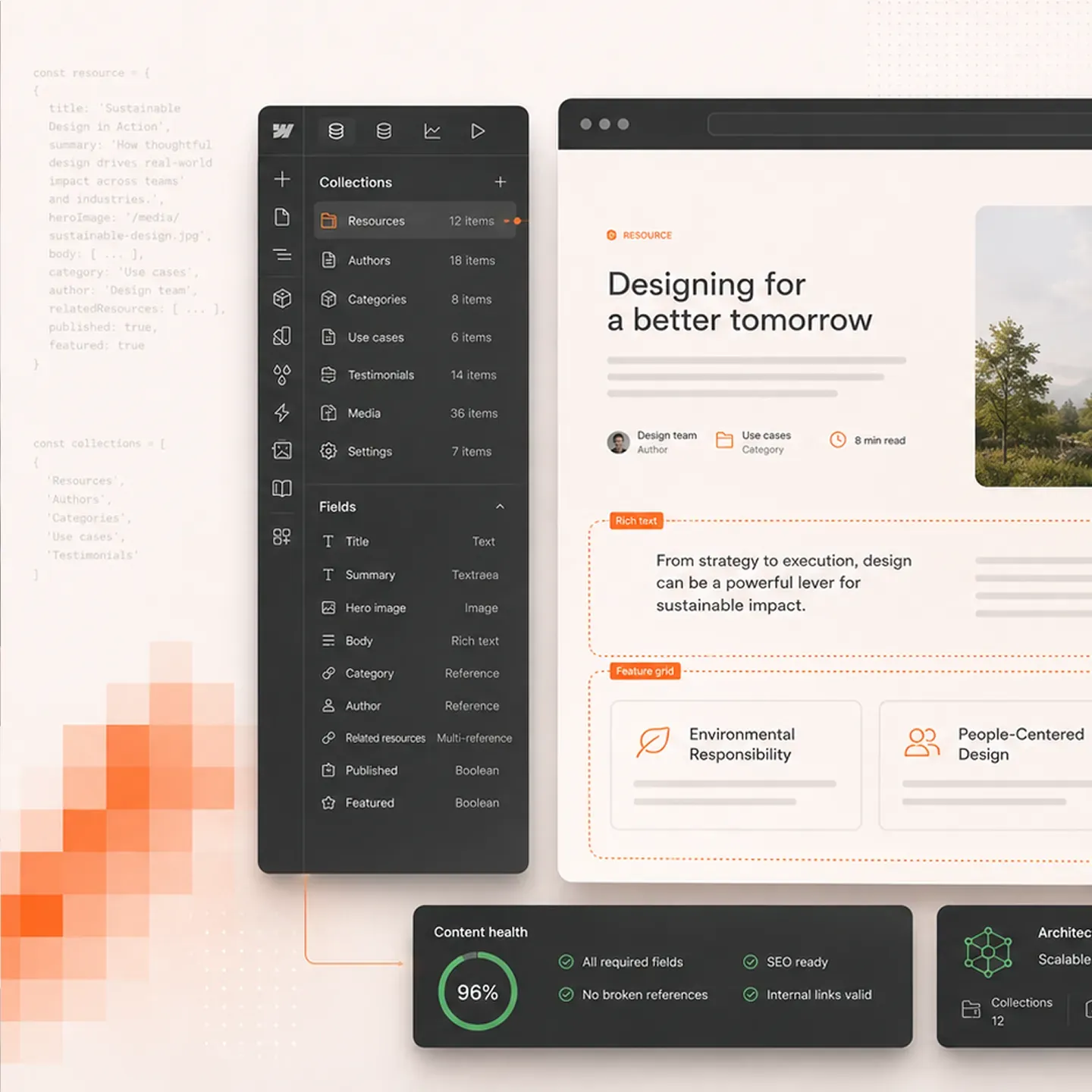 Webflow site foundation example showing CMS and component architecture