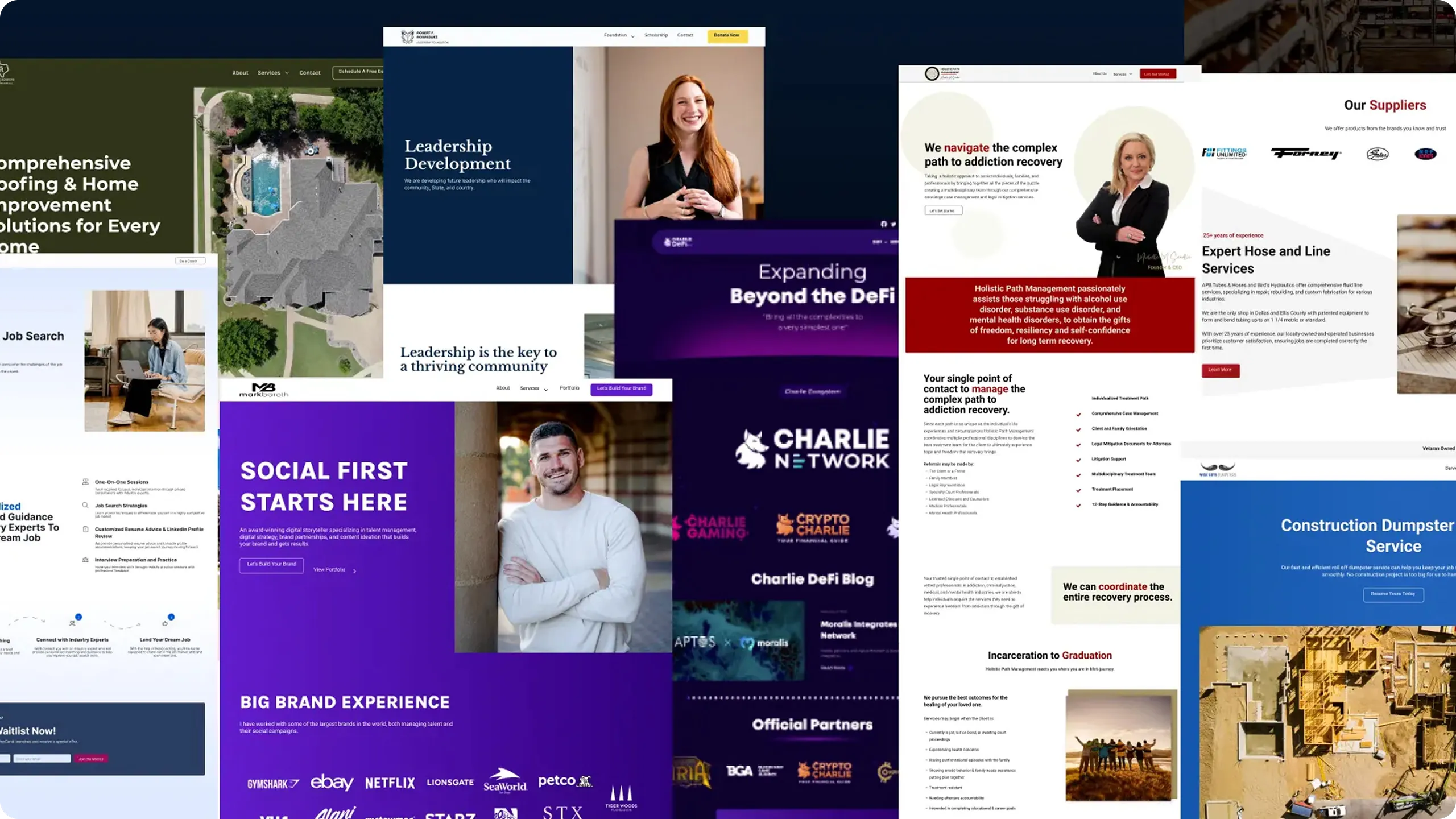 Collage of websites built with Webflow by CL Creative